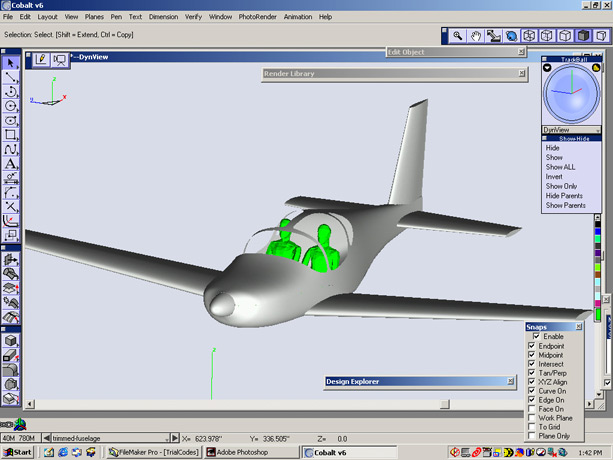 <b>Smoothie. Two-place Sport Sailplane</b><span><br /> Designed by <b>Daniel Hatfield</b> • Created in <a href='/3d-modeling/3d-modeling-cobalt.html'>Cobalt CAD & 3D Modeling Software</a></span>