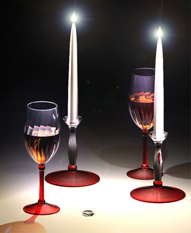 <b>Candles and Wine Glasses</b><span><br /> Designed by <b>Ed Kocialski</b> • Created in <a href='/3d-modeling/3d-modeling-cobalt.html'>Cobalt 3D Modeling Software</a></span>