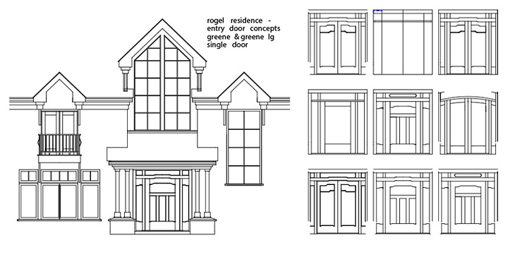 <b>Rogel Residence. Entry Door Concepts Greene & Greene Lg Single Door</b><span><br /> Designed by <b>Charles Rawlins</b> • Created in <a href='/2d-3d-drafting/2d-3d-cad-graphite.html'>Graphite Precision CAD Software</a></span>