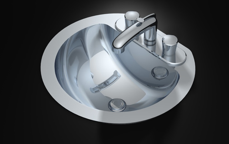 <b>Faucet and Sink</b><span><br /> Designed by <b>Nathan Mitchel</b> • Created in Ashlar-Vellum CAD & 3D Modeling Software</span>