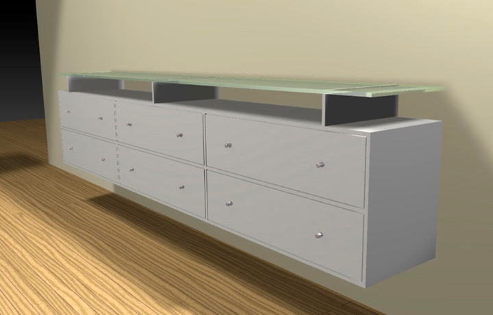 <b>Wall-hung Dresser</b><span><br /> Designed by <b><a href='/success-stories/crafting-the-dream/'>Jueri Svjagintsev</a></b> • Created in <a href='/3d-modeling/3d-modeling-xenon.html'>Xenon CAD & 3D Modeling Software</a></span>