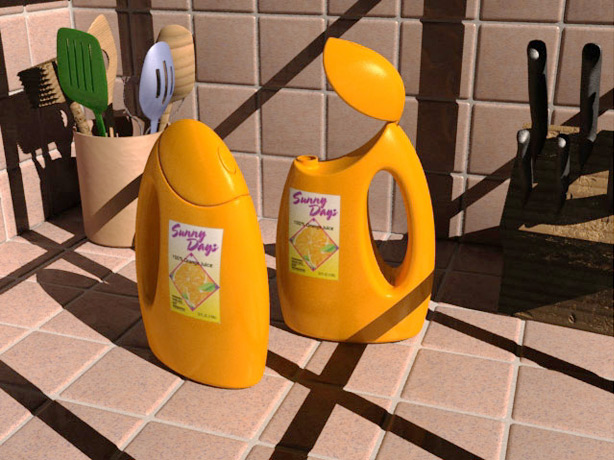 <b>Juice Bottle Scene</b><span><br /> Designed by <b>David Heathcote</b> • Created in Ashlar-Vellum CAD & 3D Modeling Software</span>